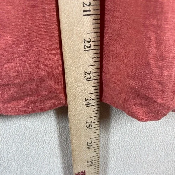 Axcess Linen Blend Top Sz 14 Terra Cotta Babydoll Beaded V-Neck Festival Western - Picture 5 of 6